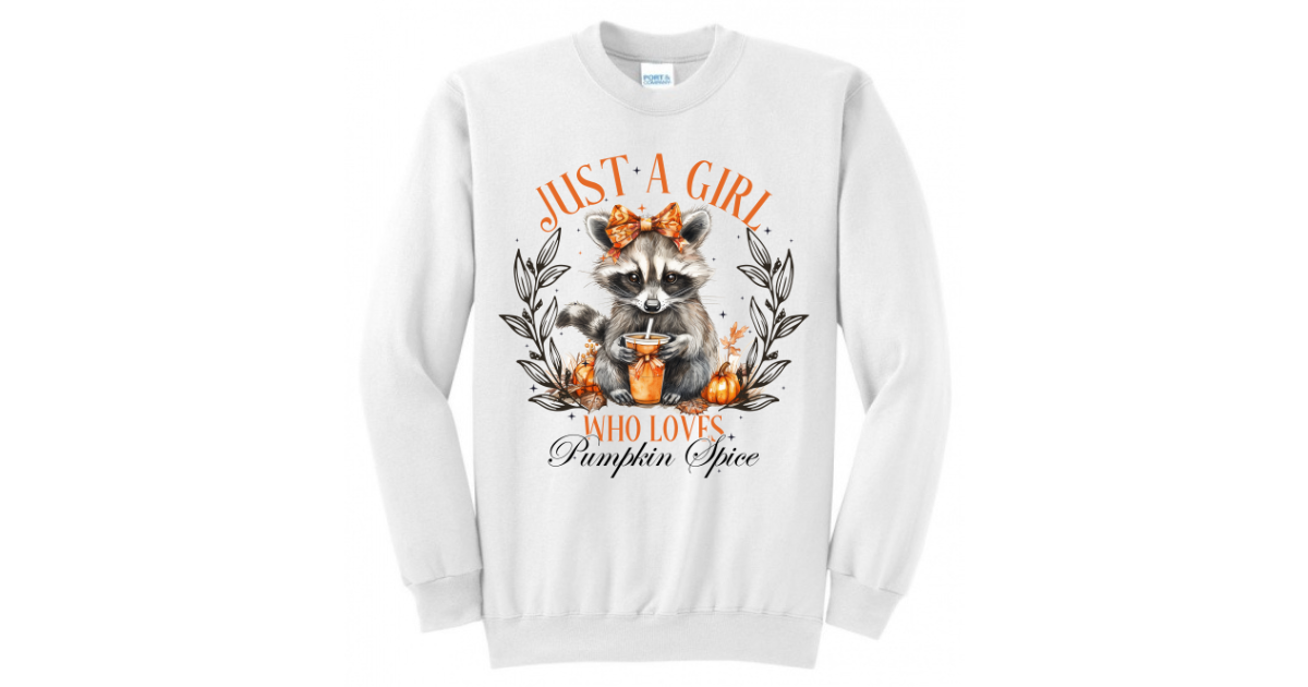 Just A Girl Who Loves Pumpkin Spice Racoon Shirt