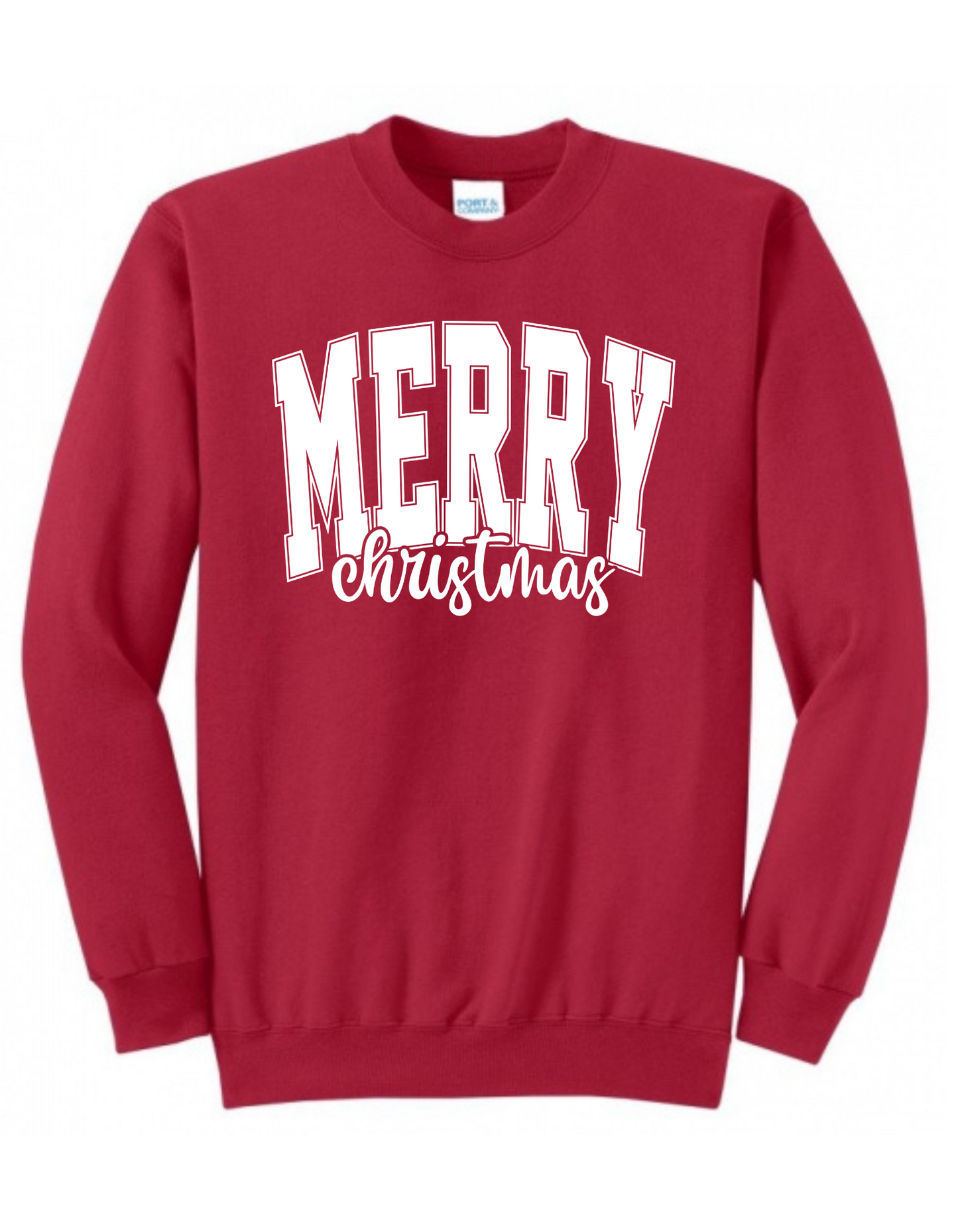 Merry Christmas Varsity White Print