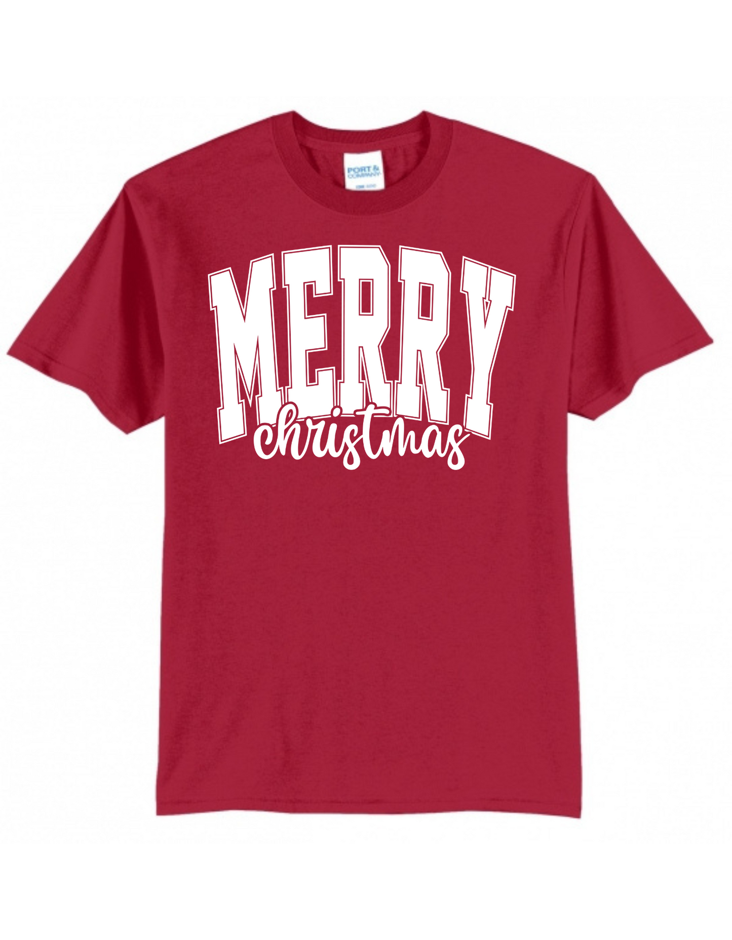 Merry Christmas Varsity White Print