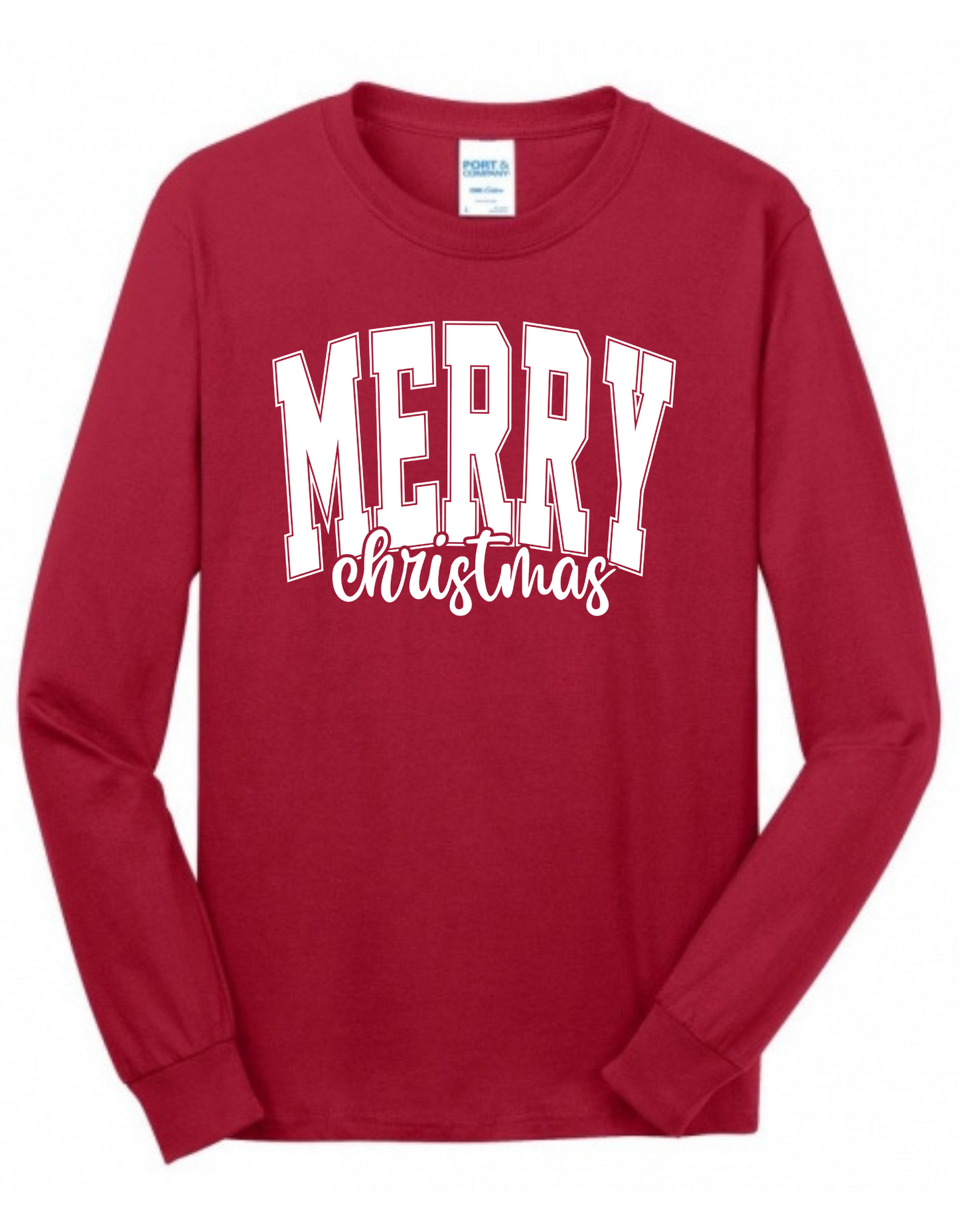 Merry Christmas Varsity White Print